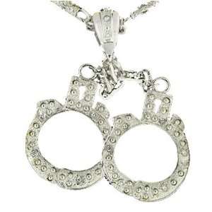  Police Hip Hop Handcuffs Pendant Bling with a Free Chain 