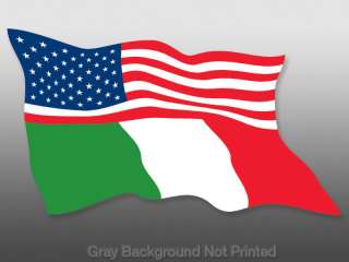 Waving USA ITALY Flags Sticker  italian decal italia u  