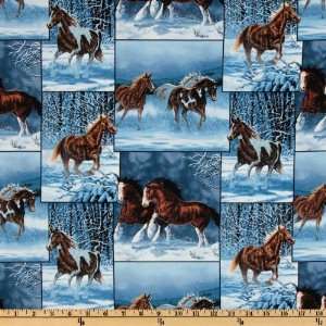   Wild Wing Horse Patch Blue Fabric By The Yard Arts, Crafts & Sewing
