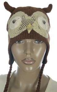 American Rag Womens Accesories Cotton Blend Brown Owl Knit Hat One 