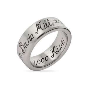  1,000 Kisses Stainless Steel Poesy Ring Size 10 (Sizes 5 6 