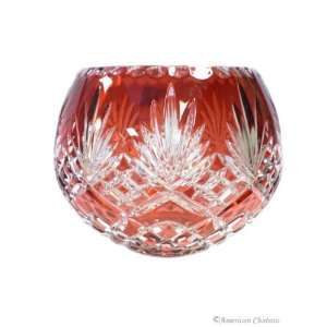   New 7 Cranberry Cased Crystal Rose Bowl Centerpiece