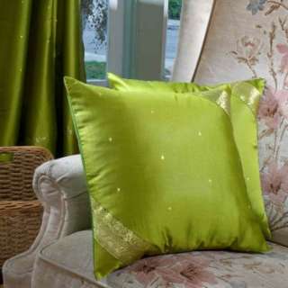Olive Green Sari Cushion Covers / Saree Pillow covers 16 X 16 Inches