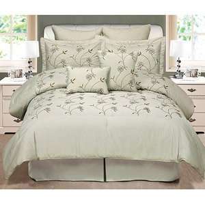  Carina Sage Embroidery 8 Pc Comforter Set Queen