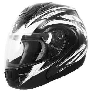 Hawk Black and Silver Full Face Modular Flip Up Helmet   Size  Medium