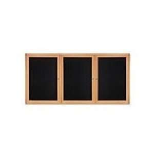 Ghent OVNMC5 F95 48 in. x 72 in. 3 Door Ovation Black Fabric Tackboard 