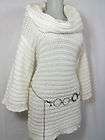Women BEBE made FRANCE Off White Long Knit Cadigan Vest Sweater Dress 
