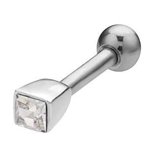   Square Cut CZ .925 Sterling Silver Cartilage Earring Stud: Jewelry