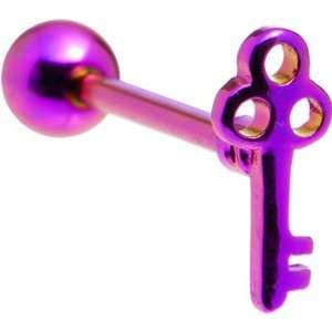  Purple Skeleton Key Anodized Titanium Barbell Jewelry