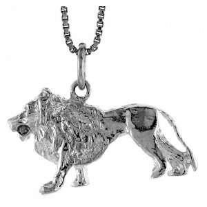    Sterling Silver 5/8 in. (16mm) Tall Lion (3D) Pendant Jewelry