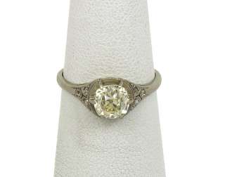   PLATINUM 1.4 CT EURO CUT DIAMOND W/ ACCENTS SOLITAIRE BAND RING  