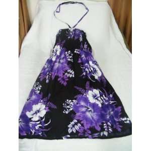 Original Handmade Summer Dress from Thailand  Black with Purple Floral 