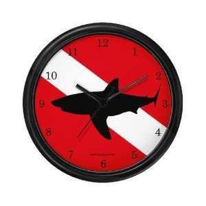  Great White on Dive Flag Sports Wall Clock by CafePress 