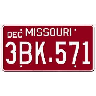 1963 MISSOURI STATE PLATE  EMBOSSED WITH YOUR CUSTOM NUMBER:  
