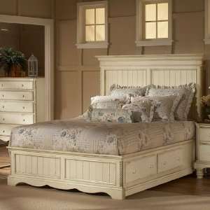   Wilshire Panel Storage Bed   King   Antique White: Home & Kitchen