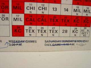1978 Minnesota Twins Poster Schedule with Changes (sku 4430)  