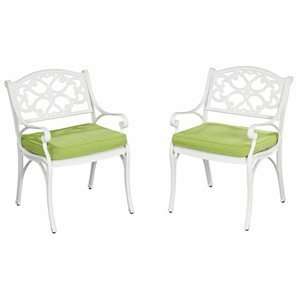   Styles Biscayne Arm Chair Pair in White with Cushion: Home & Kitchen
