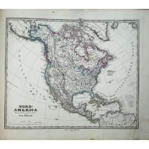    1876 Stielers Map North America Mexico Florida Cuba
