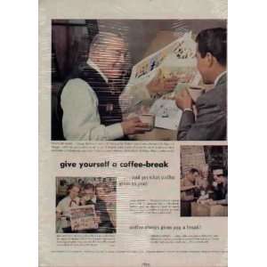   takes a coffee break  1952 Pan American Coffee Bureau Ad, A3589