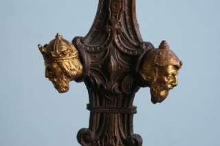 Antique French Louis Philippe bronze and patinated bronze candelabra 