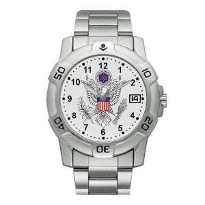   Stainless Steel Military Watch with Date Viewer (Chrome) Automotive