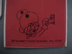 1974 Hardees VIP Club Membership Card/Lightswitch character sticker 