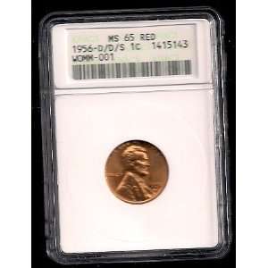  1956 D/D/S LINCOLN WHEAT CENT ERROR VARIETY ANACS MS 65 