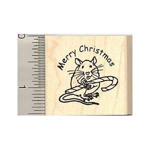  Merry Christmas Mouse Rubber Stamp: Arts, Crafts & Sewing