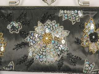 BLACK Beads Beaded Evening Handbag Purse Bag Clutch 615  