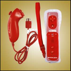 Red Built in Motion plus Remote Controller 2in1 for Wii  