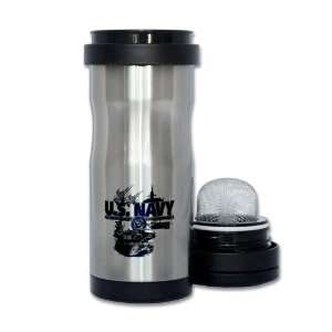  Thermos Tea Tumbler Bottle US Navy with Aircraft Carrier 