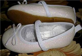 Lil Girls White Sparkle Dress Shoes Slippers NWT Fancy  