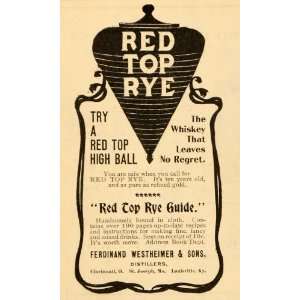   Top Rye Whiskey Whisky Westheimer   Original Print Ad