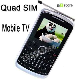 Unlocked Quad four SIM Touch Screen Qwerty JavaTV Phone  