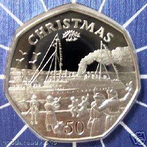 IOM 90 CHRISTMAS SHIP 7 SIDED LE PROOF COIN MAGI CARD  