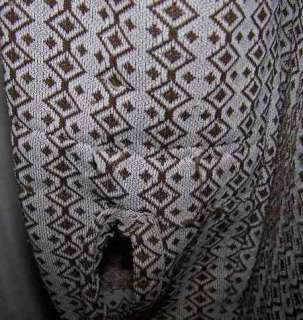 70s Vintage Disco Shirt * Brown & White Knit * Sz Large  