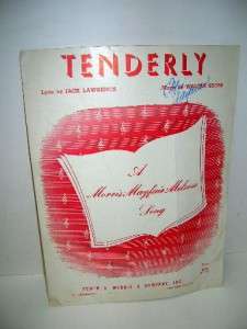 Tenderly Sheet Music Lovely Love Song 1956  