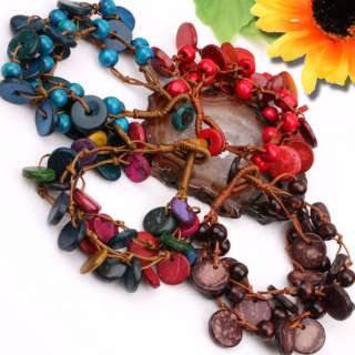 Wholesale 8pc Multi color Coconut Shell Bracelet Bangle  