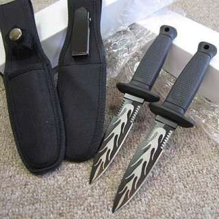 Qty 2) Flame Design   BOOT KNIVES Military Style Tactical Combat 
