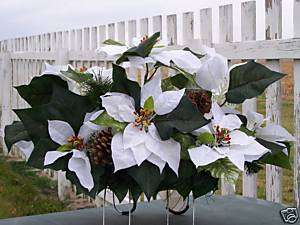 Christmas Cemetery Grave Flowers White Poinsettias Holiday Sympathy 