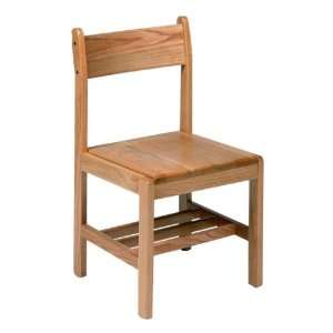   Oak Library Chair with Book Rack 18 Inch Seat Height