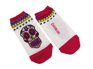 Women`s Day of the Dead Sugar Skull Ankle Socks White  