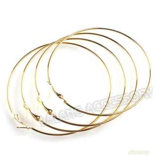   Wholesale Golden Plated Hoop Earrings Earwires Findings 80mm 160689