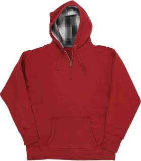  America Vintage 1/4 Zip Hooded Sweatshirt with Plaid Lined Hood. 8893