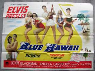Blue Hawaii Vintage ORIG 1961 Elvis Presley British Quad Movie Poster 