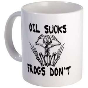 OIL SUCKS Frogs Dont   Help bp Oil Spill Victims 11oz Ceramic Coffee 