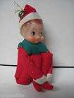 Old Christmas Pixie Elf   Red Knee Hugger w Rubber Face