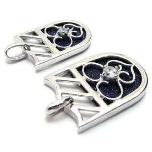   925 Silver Couples Necklace Pendant Purple Sand Inlay 