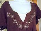 1X SAG HARBOR WOMANS PLUS DARK BROWN TOP WITH GREAT F