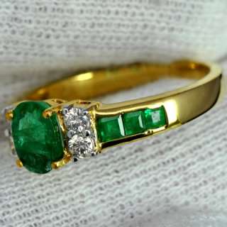 9k Gold Natural Top Emerald Diamond Ladies Wedding Ring  